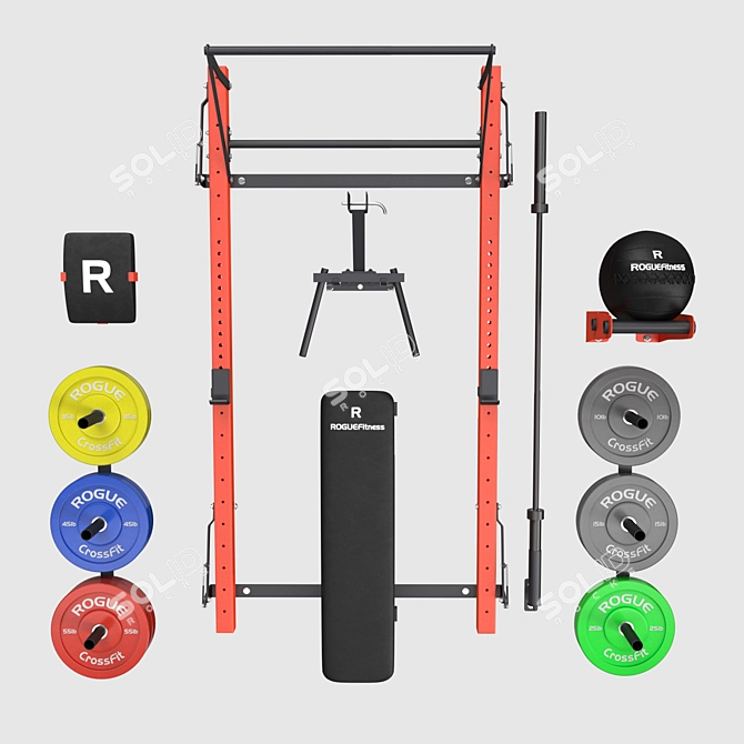 Home Gym CrossFit Wall Rack 3D model image 1