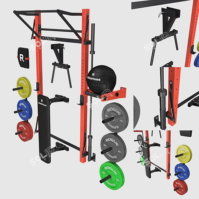 Home Gym CrossFit Wall Rack 3D model image 2