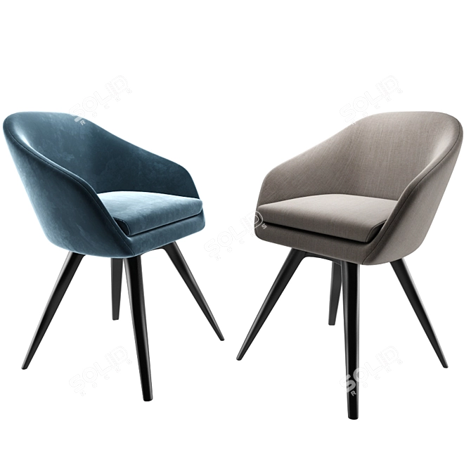 Elegant Steel Swivel Chair 3D model image 3