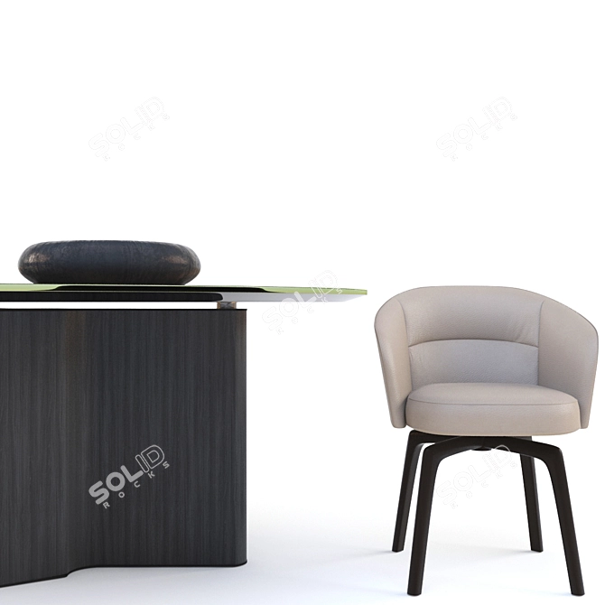 Elegant Lou Table & Amelie Chair 3D model image 3