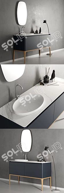 Elegant Ash Vanity Unit - Suite 3D model image 2