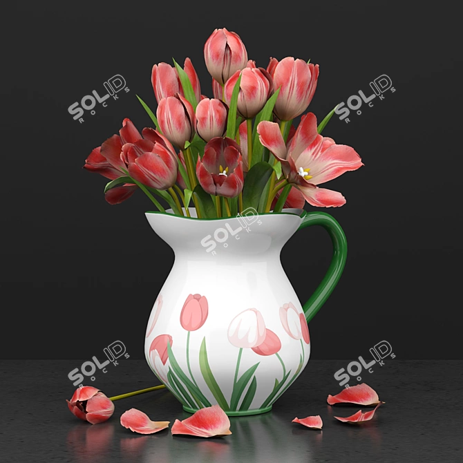 Elegant Tulip Vase 3D model image 1