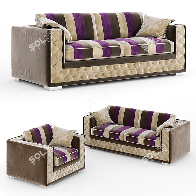 Luxurious Epoque Salotti Cliff Sofa 3D model image 1