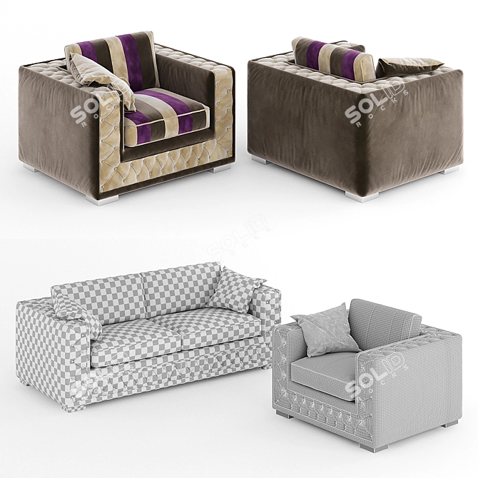 Luxurious Epoque Salotti Cliff Sofa 3D model image 2