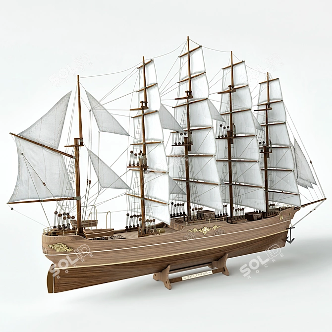Elegant Sailboat Model - 960x600x240mm 3D model image 1