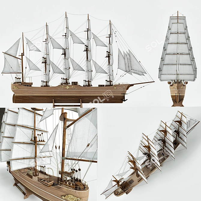 Elegant Sailboat Model - 960x600x240mm 3D model image 2