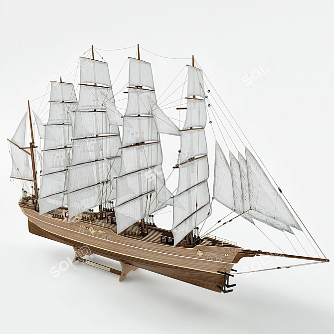 Elegant Sailboat Model - 960x600x240mm 3D model image 3