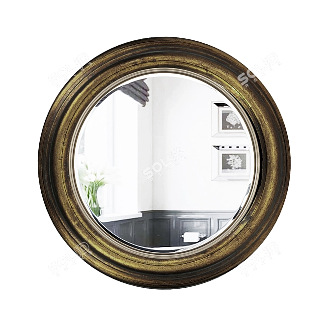 Vintage Round Shabby-Chic Mirror 3D model image 1