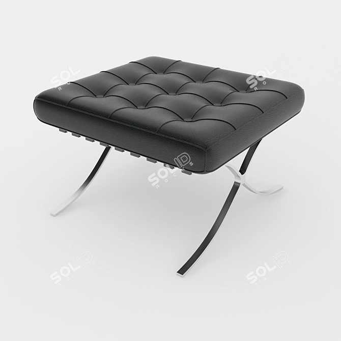 Barcelona Style Ottoman: Black Leather 3D model image 1