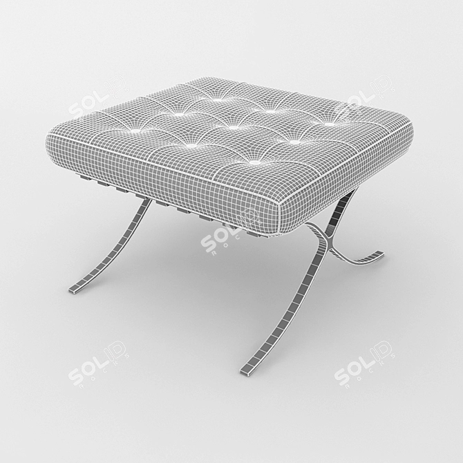 Barcelona Style Ottoman: Black Leather 3D model image 2