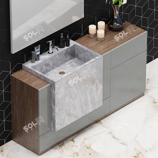 Elegant Bath Vanity Set 3D model image 2