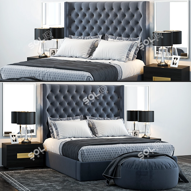Luxury Zadie Tufted Bed: Elegant Restoration Hardware 3D model image 1