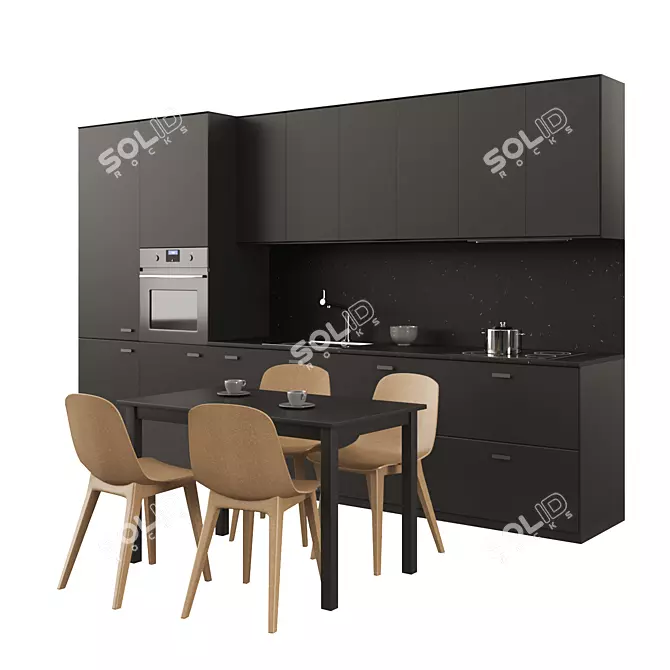 Modern Kitchen Set: IKEA Method KUNGSBANKKA 3D model image 1