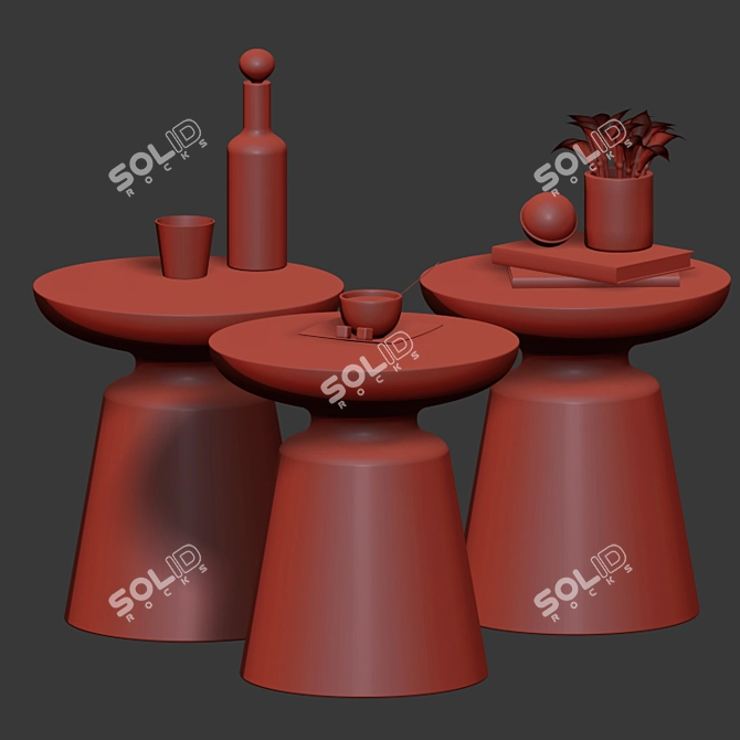 Modern Martini Coffee Tables Set 3D model image 2