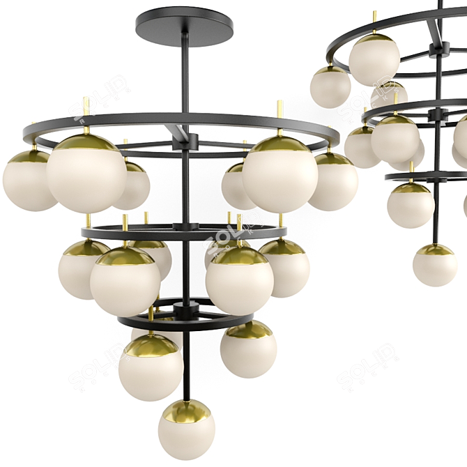 Elegant Sphere Chandelier: Weathered Black 3D model image 1