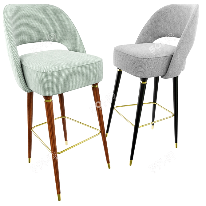 Sleek Collins Mid-Century Bar Chair 3D model image 1