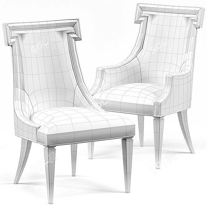 Hayley Hollywood Dining Set: Table & Chairs 3D model image 3