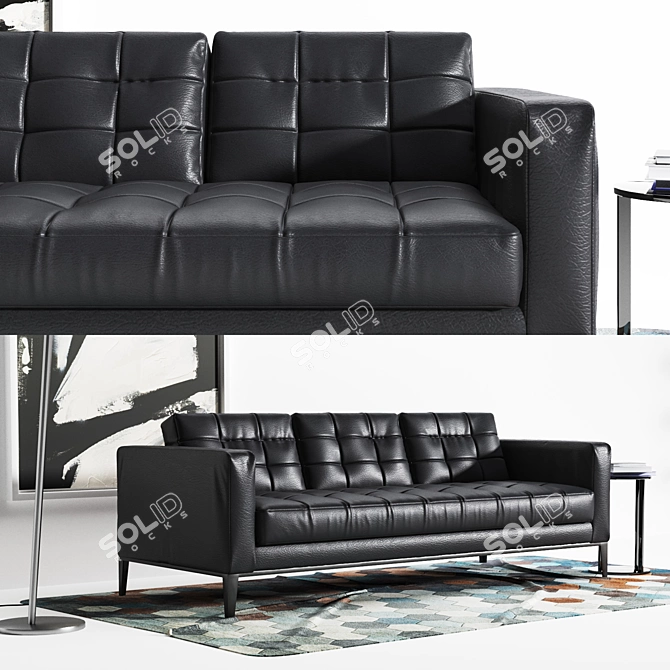 Luxury AcLounge Leather Sofa Set 3D model image 3