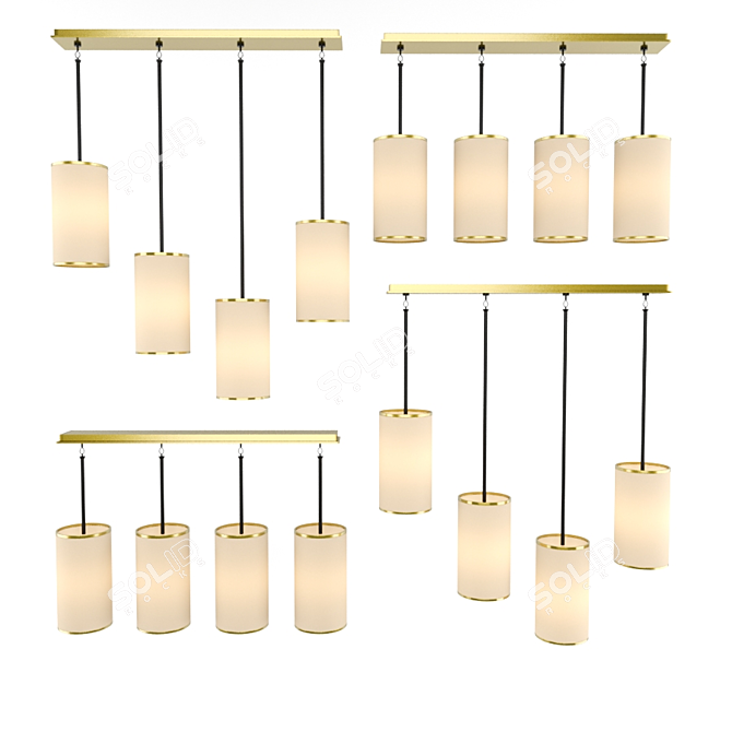 Modern Ascot White Linear Chandelier 3D model image 1