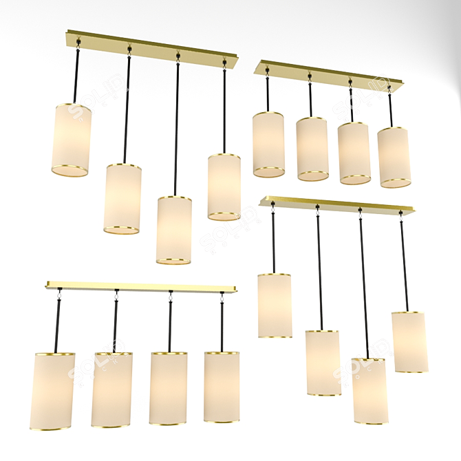 Modern Ascot White Linear Chandelier 3D model image 2