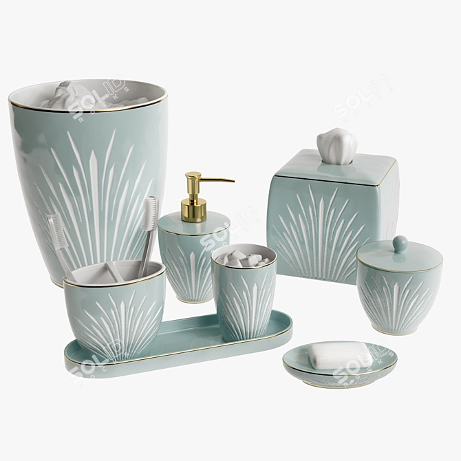 Setai Blue Porcelain Bath Set 3D model image 1