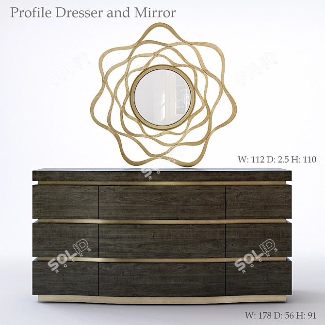 Sophisticated Bernhardt Profile Dresser and Mirror 3D model image 1