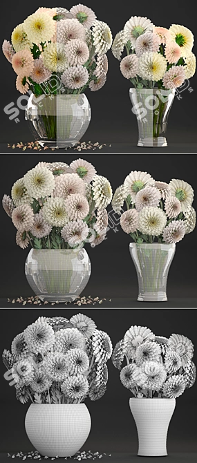 Elegant Dahlias Collection: Beautiful Spring Flowers 3D model image 3