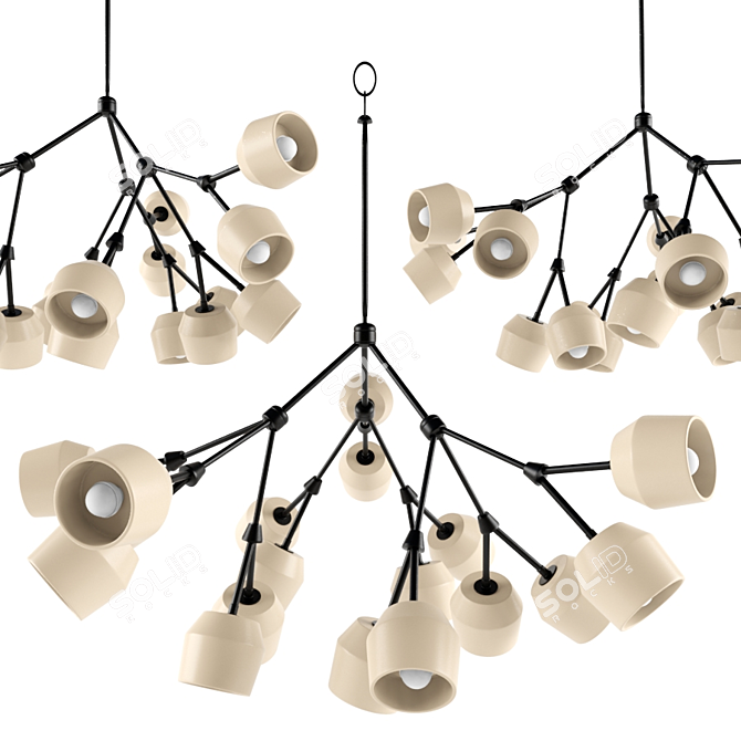 Porcelain Affinity Chandelier 3D model image 1