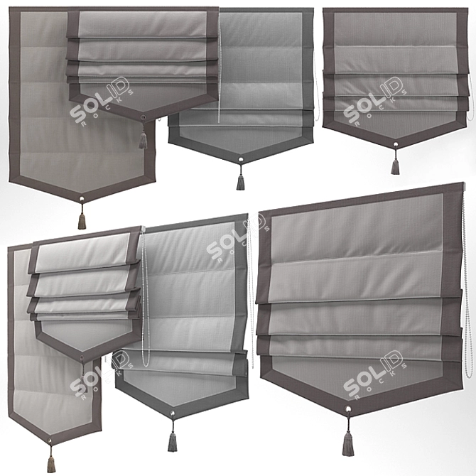 Elegant Roman Blinds Set 3D model image 1