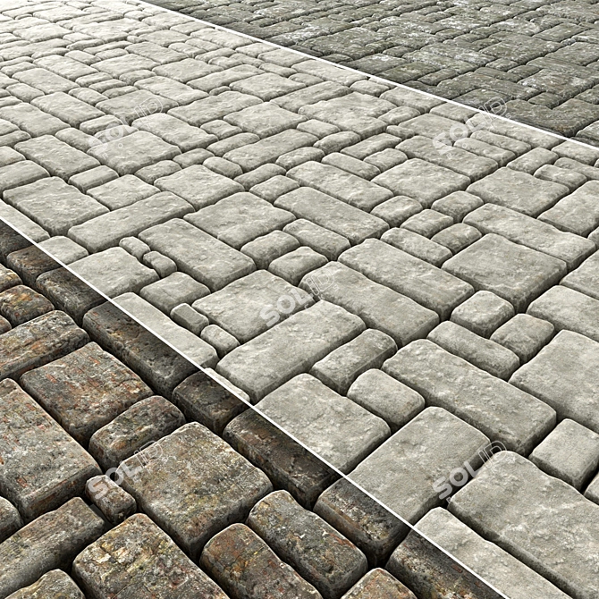 Vintage Stone Pavers 3D model image 1