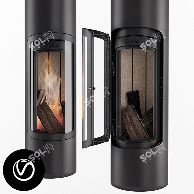 Sleek Periscope Fireplace 3D model image 1