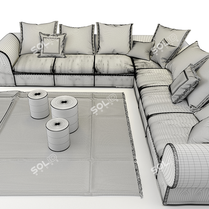 Luxurious Modular Gold Sofa 3D model image 3