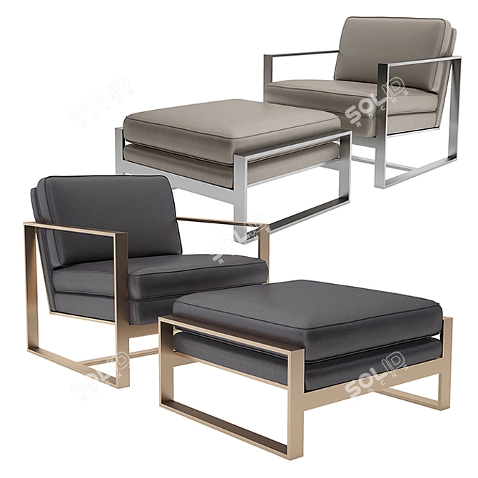 Elegant Alfieri Leather Chair 3D model image 1