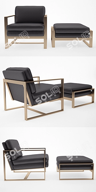 Elegant Alfieri Leather Chair 3D model image 2