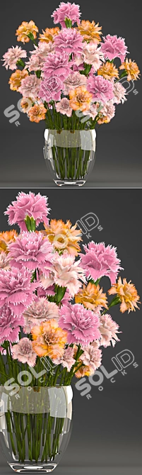 Spring Blooms: 10 Carnation Collection 3D model image 2