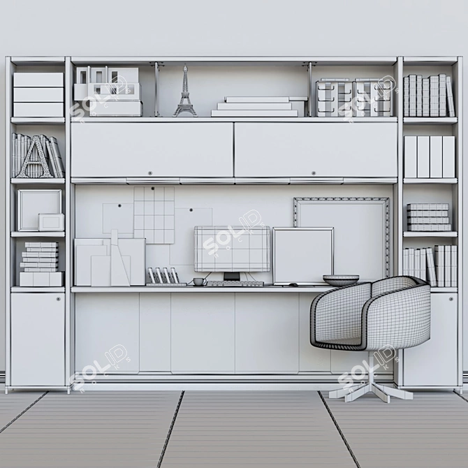 Office Essentials Wardrobe: Laptop, Stationery, Folder 3D model image 2