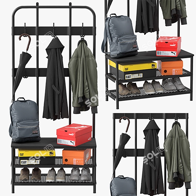 Elegant Pinnig Coat Rack: Stylish & Functional 3D model image 1