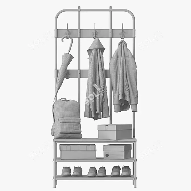 Elegant Pinnig Coat Rack: Stylish & Functional 3D model image 3