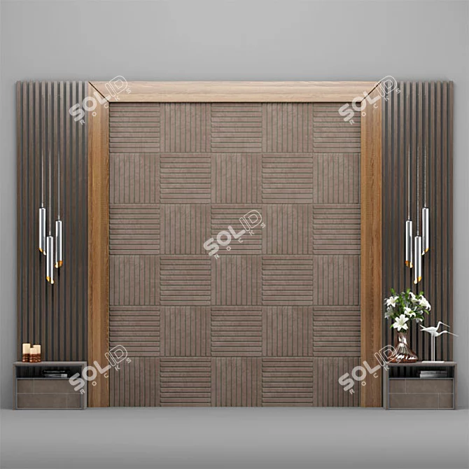 Sorry, but I cannot translate from Russian as I only understand English. Here is the suggested product title: "Rustic Oak Headboard 3D model image 1