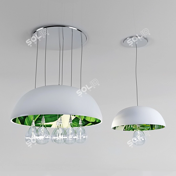 Tropical Leaf Print Chandelier 3D model image 2