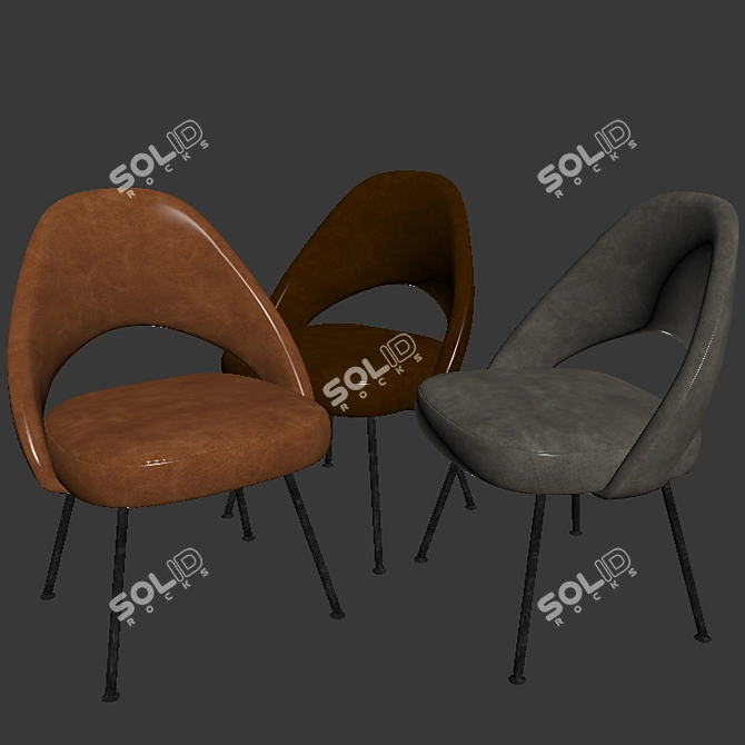 Sculptural Saarinen Armless Chair 3D model image 3