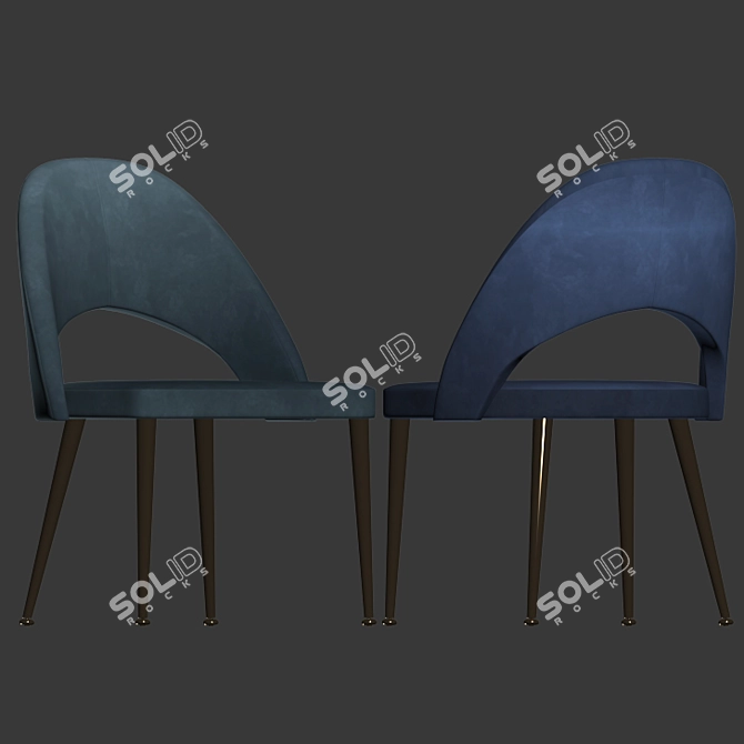 Gloria Blue Velvet Dining Chairs (Set of 2) 3D model image 3