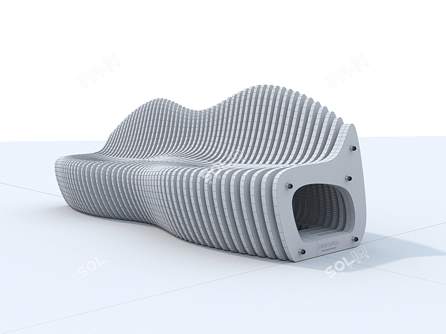 Sleek Parametric Bench S-3.2 3D model image 3