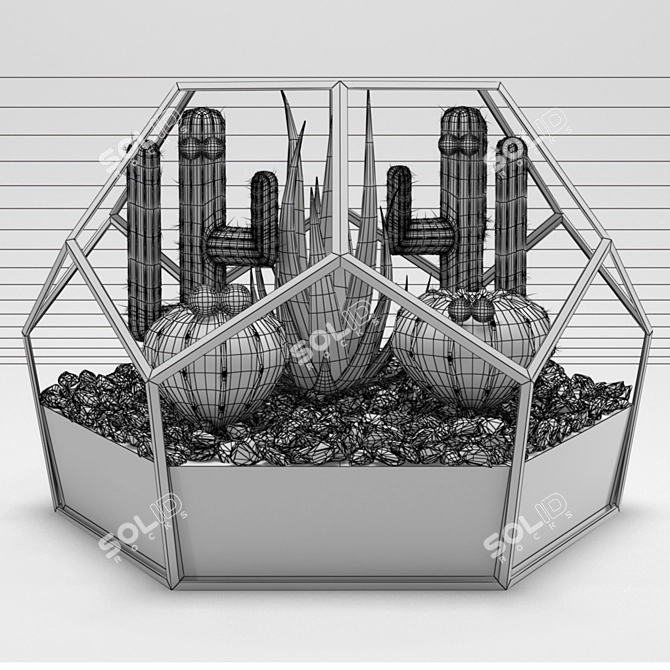 Modern Glass Florarium 3D model image 3