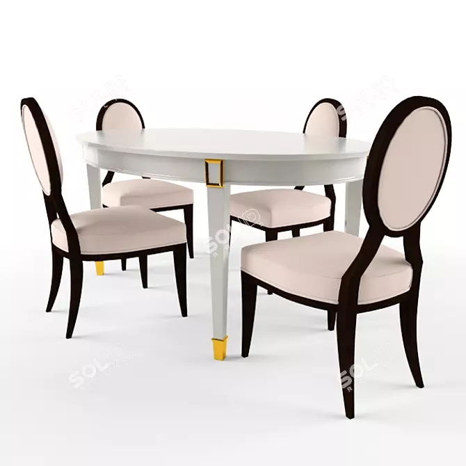 Modena Oval Dining Table Set 3D model image 1