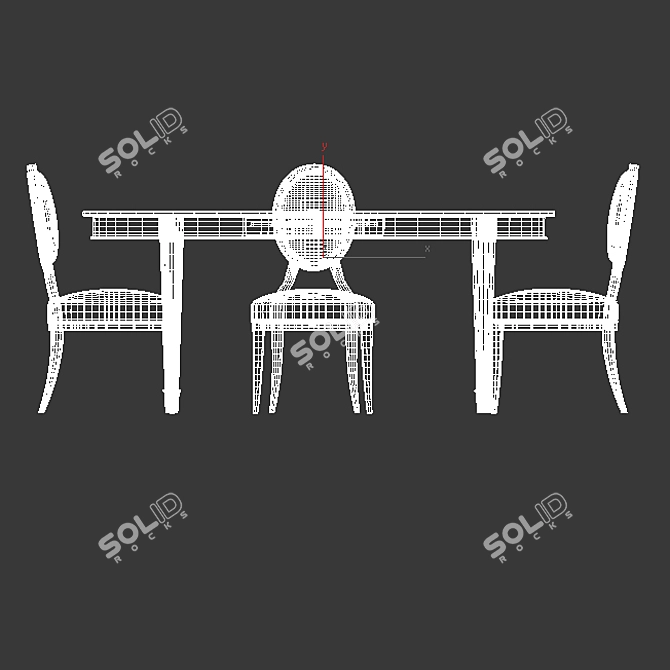 Modena Oval Dining Table Set 3D model image 3