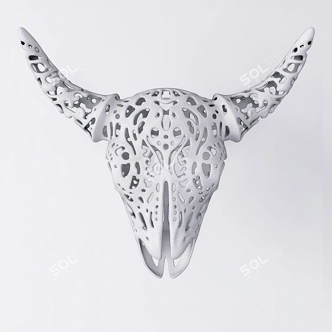 Buffalo 3D Skull Carving 3D model image 3