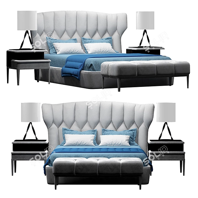 Luxury Mollie Bed: Ulivi 3D model image 1