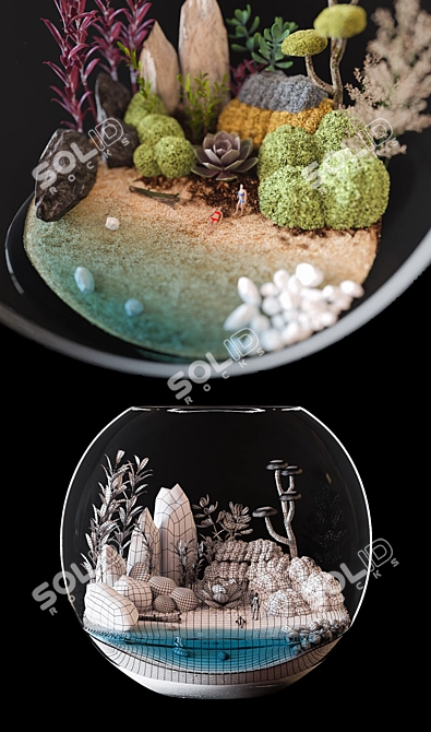 CasaVerde Florarium: Exquisite Moss and Greenery with Decorative Rocks 3D model image 3