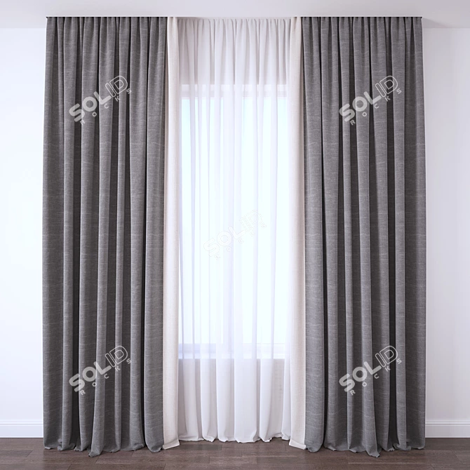 Elegant Sheer Curtain 3D model image 1